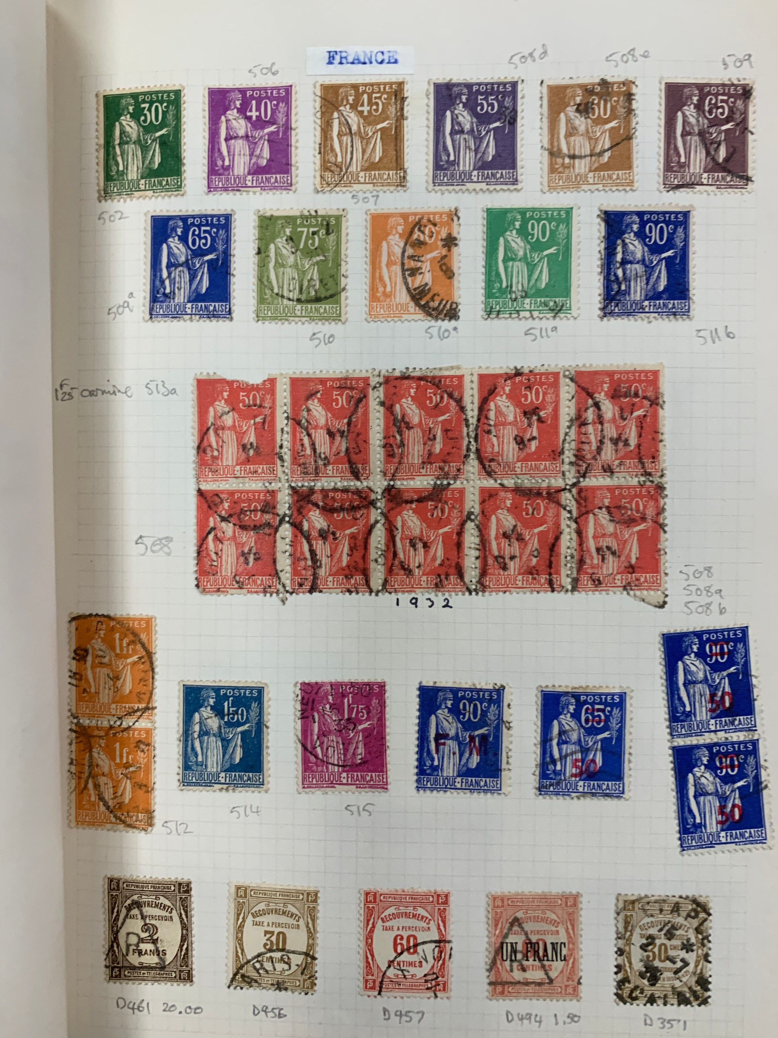 Small world stamp collection in three old albums to include; Germany, France, USA, French Cols, - Image 18 of 18