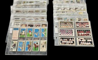 Cigarette cards and trade card collection, all in plastic sleeves, mainly complete sets, with