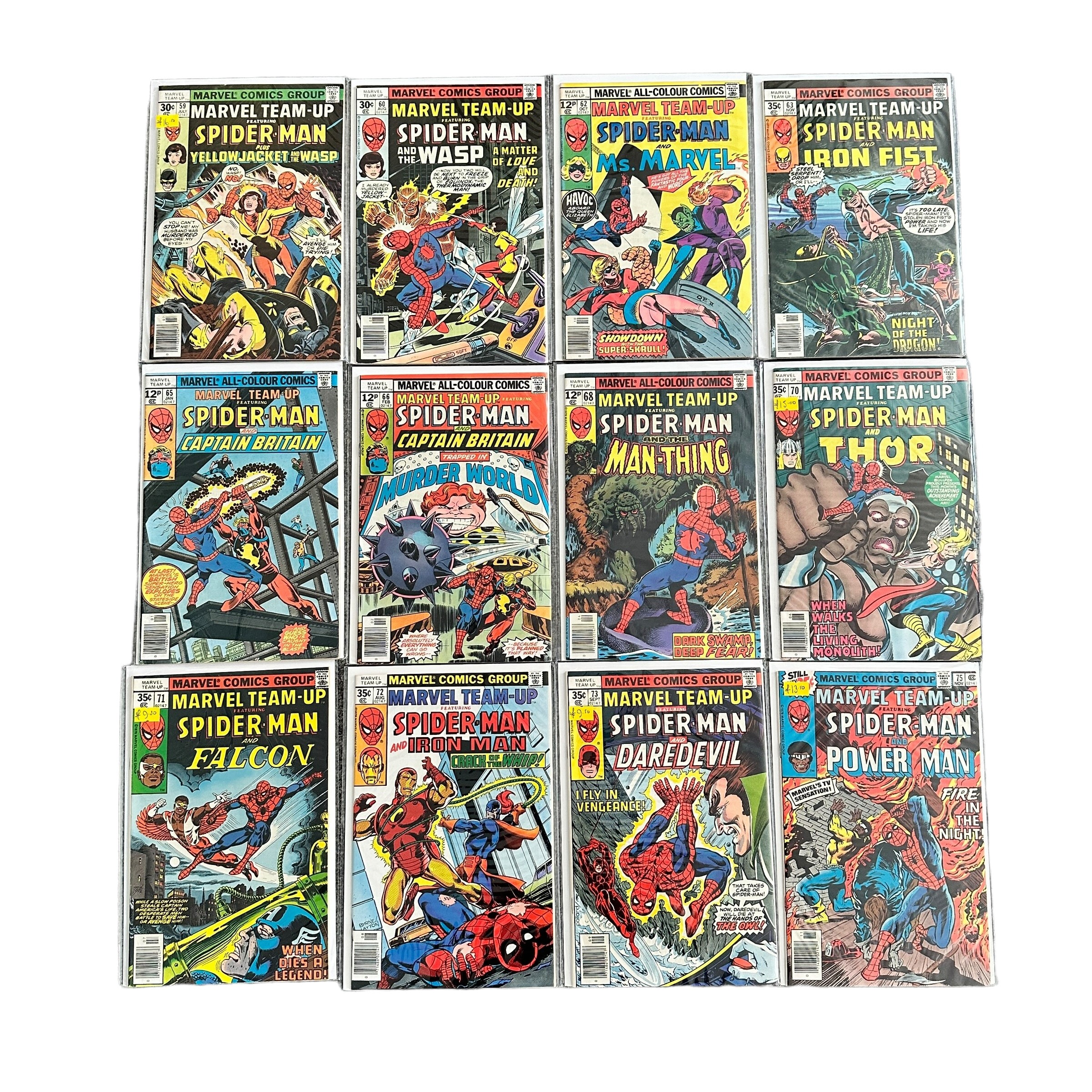 Marvel Team Up Featuring Spider-Man 1970s Nos 59, 60, 62, 63, 65, 66, 68, 70-73, 75, 77, 78, 81-