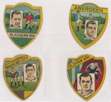 Baines trade cards, Shield shaped Football cards (6) with Lanarkshire, Barnsley, Blackburn Rovers,