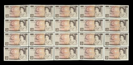 G.M. Gill 1988 (1 Mar) £10 EY02 462510-529 consecutive run of 20 notes, generally uncirculated apart