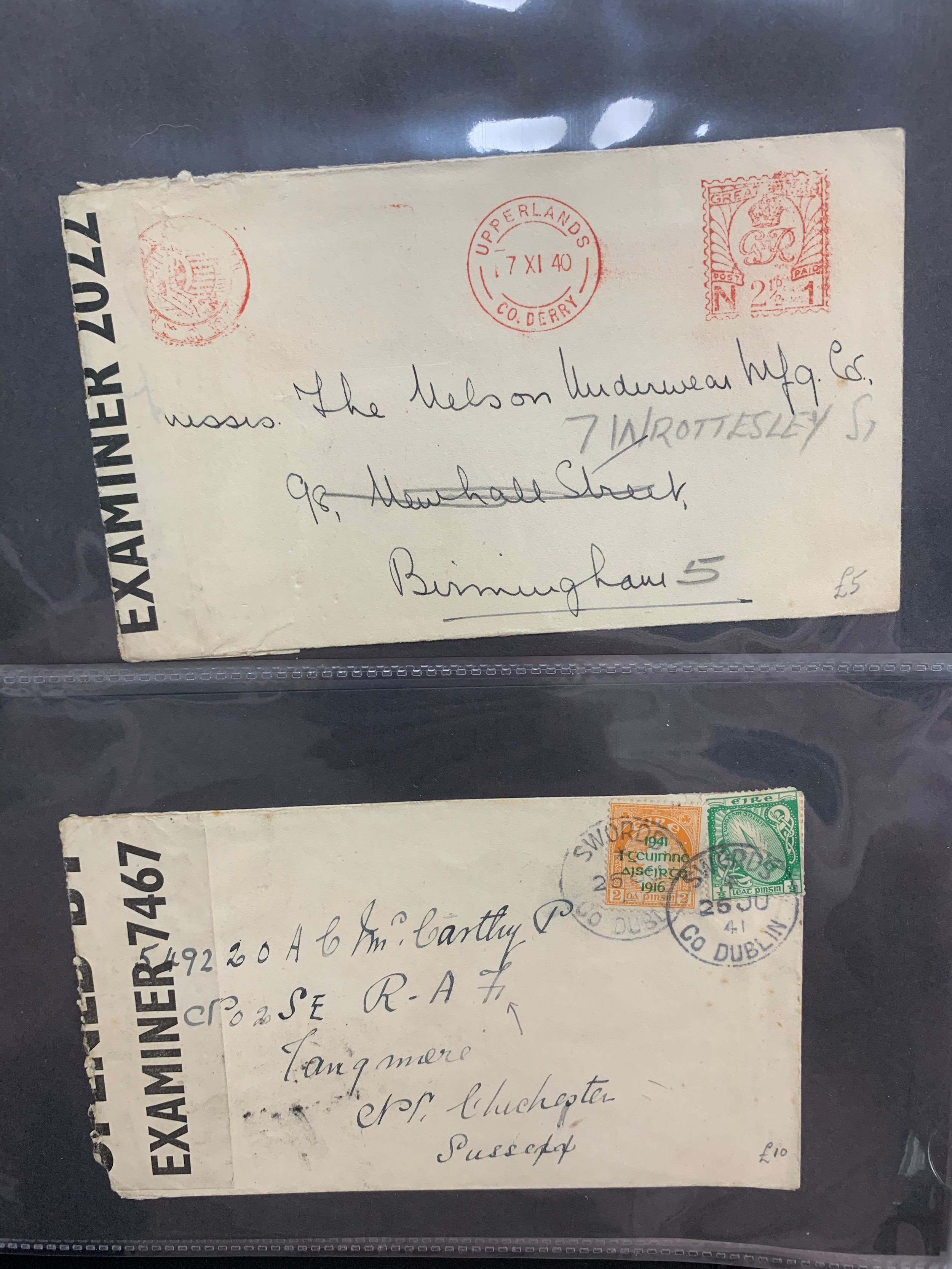 Ireland, interesting Four Kings to QEII cover collection in binder, including Airmail, Paquebot