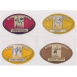 Baines trade cards, Rugby ball shaped (8), with London Scottish, Newport, Oxford University, Otley