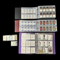 Collection of mainly reproduction cigarette cards in 3 albums and a small box, mainly sleeved sets.