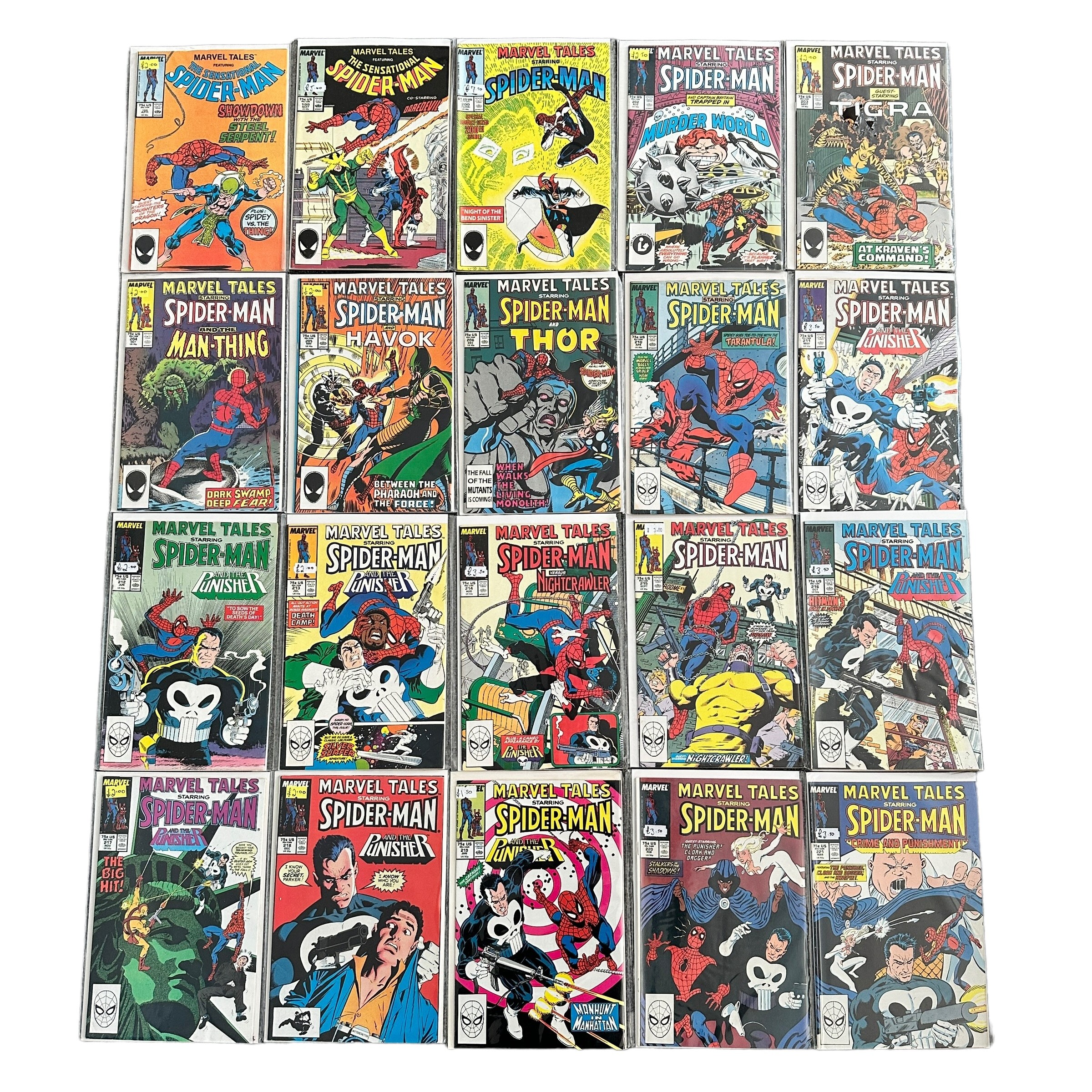 Marvel Tales The Sensational Spider-Man 1980s nos 198-200, 202-206, 210-222, 241-22, 244, 26, 251,