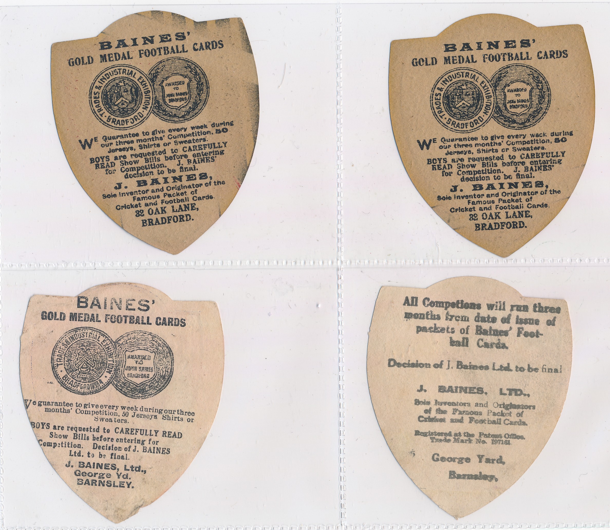 Baines trade cards, Shield shaped Rugby cards (8), with Mossley, Dewsbury, England, Widnes, - Image 4 of 4