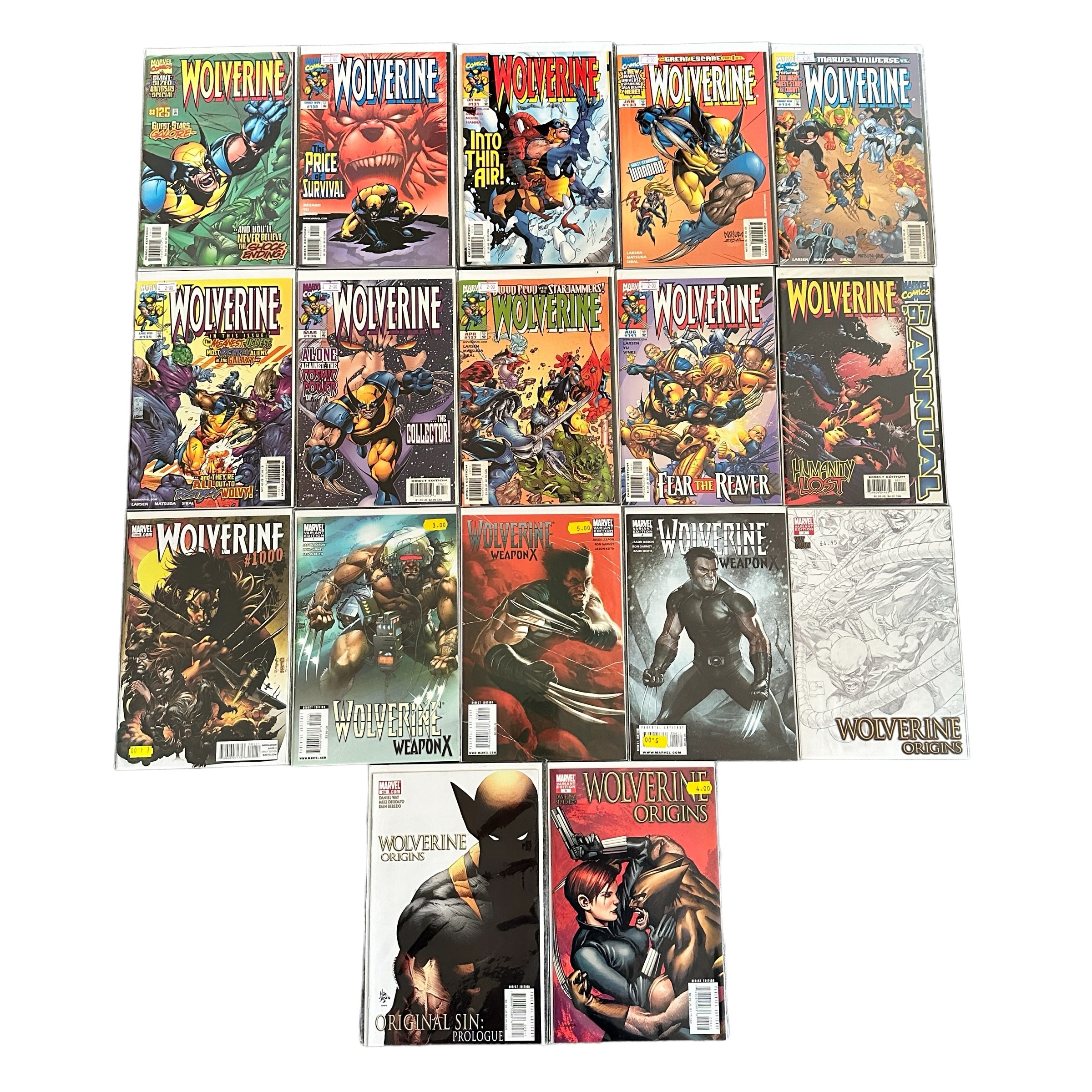 Marvel Comics Wolverine 1990s Nos 125, 130, 131, 133-137: Wolverine 1997 Annual: Wolverine No
