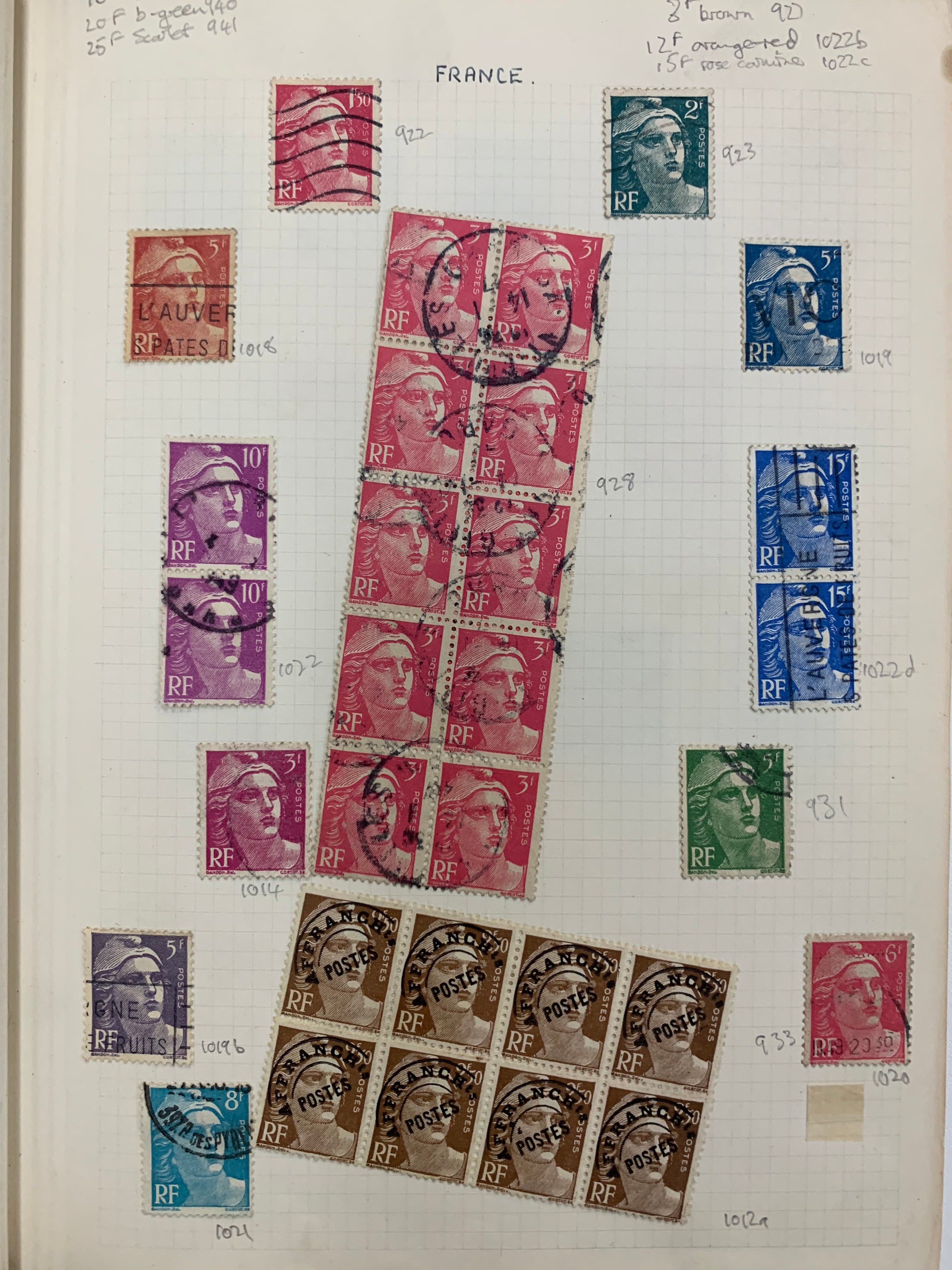 Small world stamp collection in three old albums to include; Germany, France, USA, French Cols, - Image 16 of 18