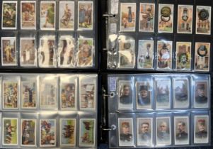 Collection of cigarette cards and trade cards, mainly complete sets in plastic sleeves, in 10 albums