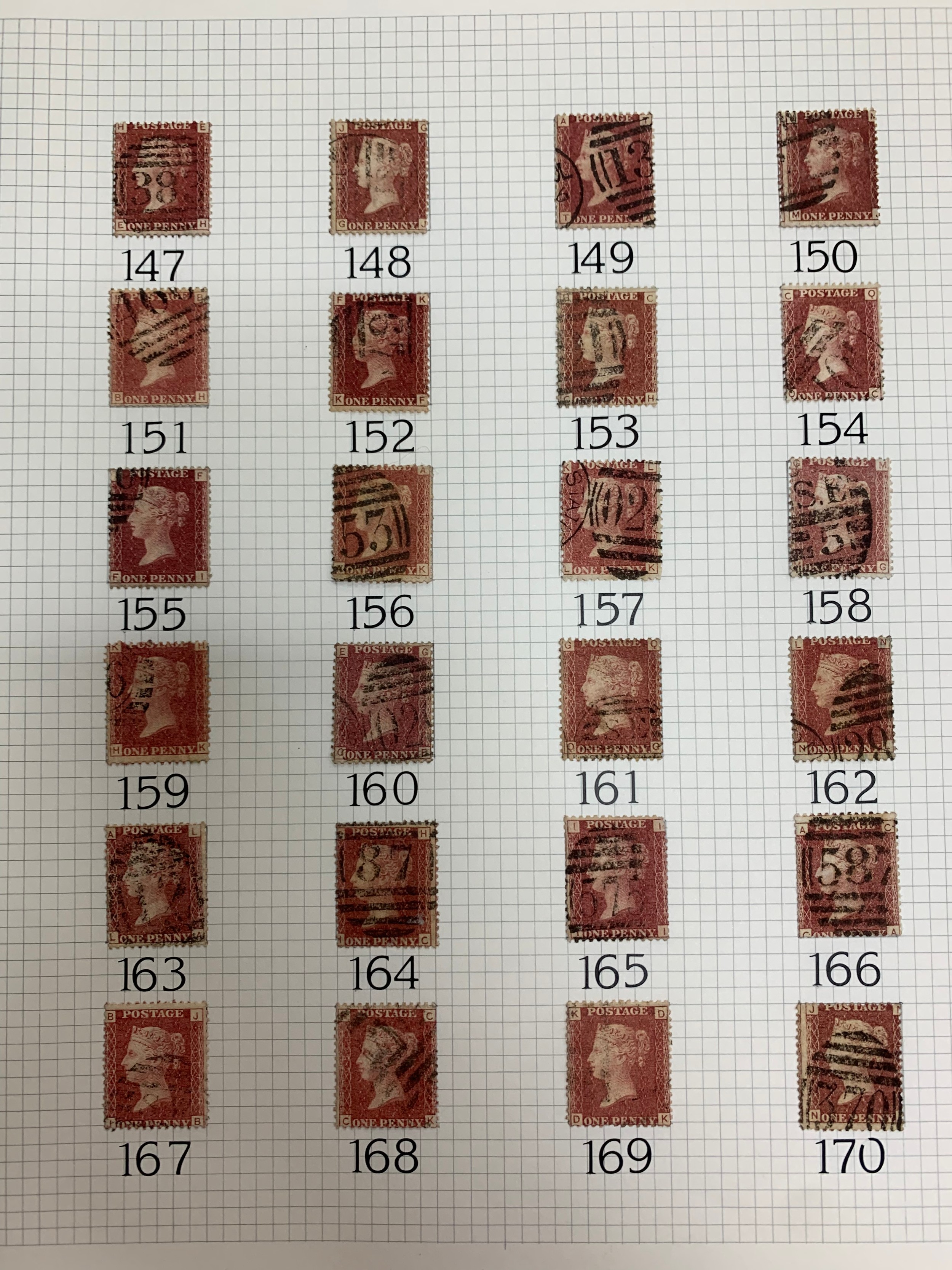 Great Britain, QV 1864 1d Red shades set out on loose album leaves neatly in plate order, from 71 to - Image 3 of 7