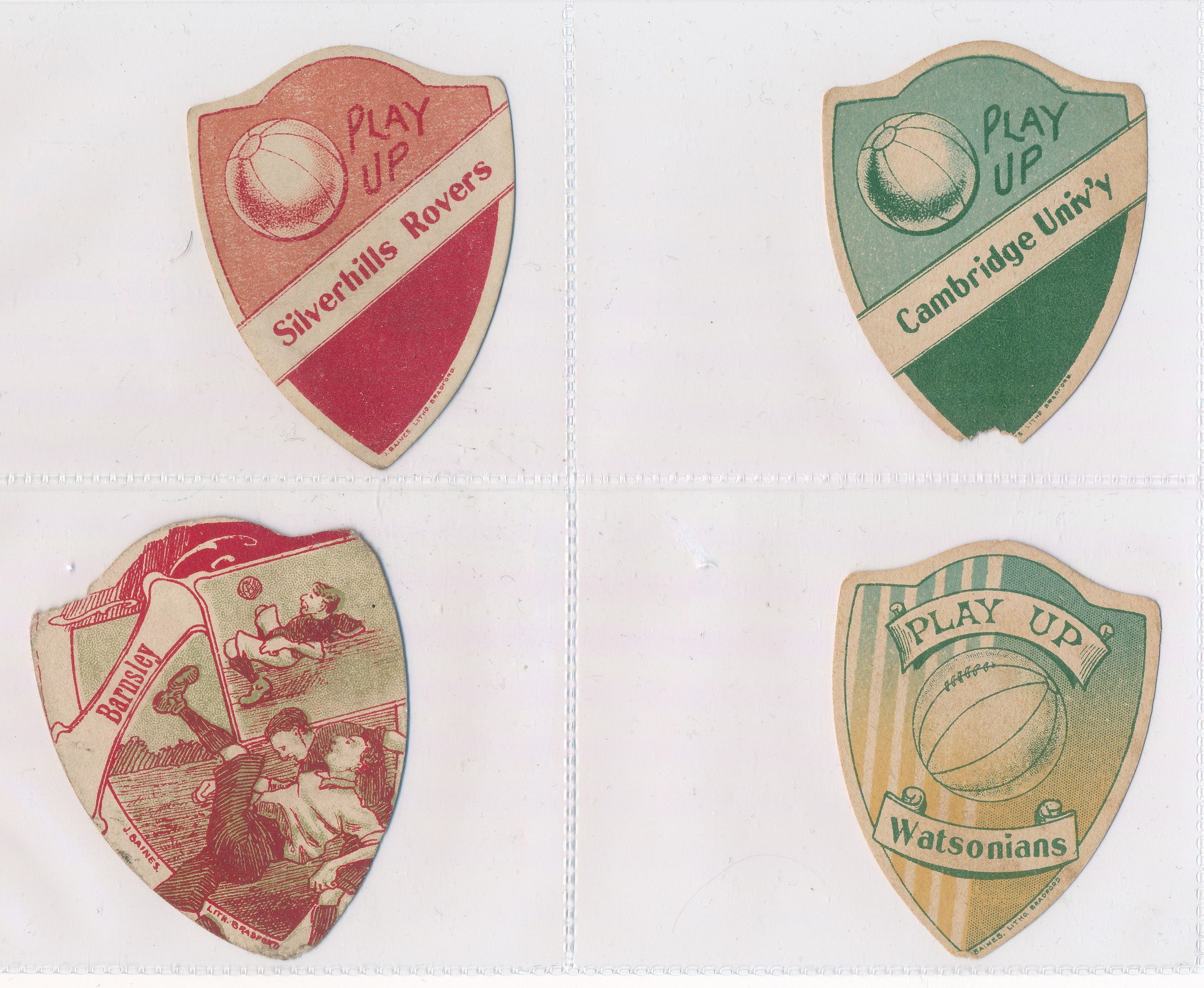 Baines trade cards, Shield shaped Football cards (8), with Wallsend Park Villa, Morley, - Image 3 of 4