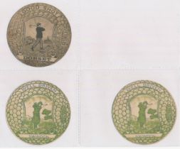 Baines trade cards, Golf ball shaped (3), with Dorset and Swindon (2).