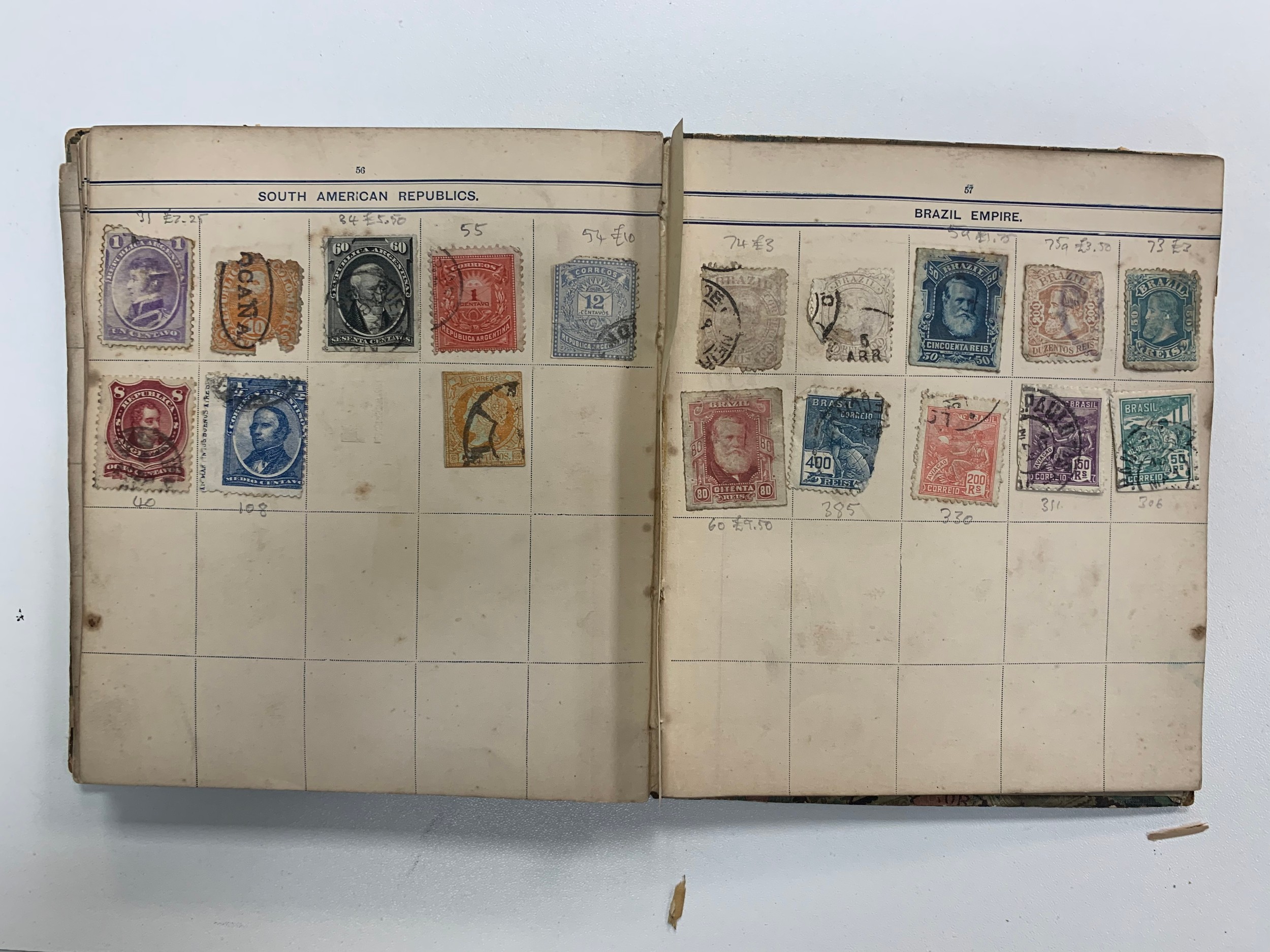 Small world stamp collection in three old albums to include; Germany, France, USA, French Cols, - Image 10 of 18