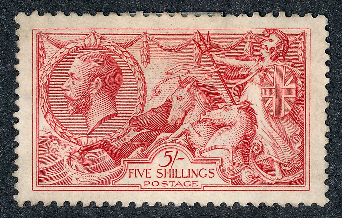 Great Britain, 1913 5/ rose-carmine M. (SG 401), Cat. £625.