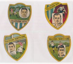 Baines trade cards, Shield shaped Football cards (4), with Oldham Ath. G.H. Douglas, Oldham Ath.