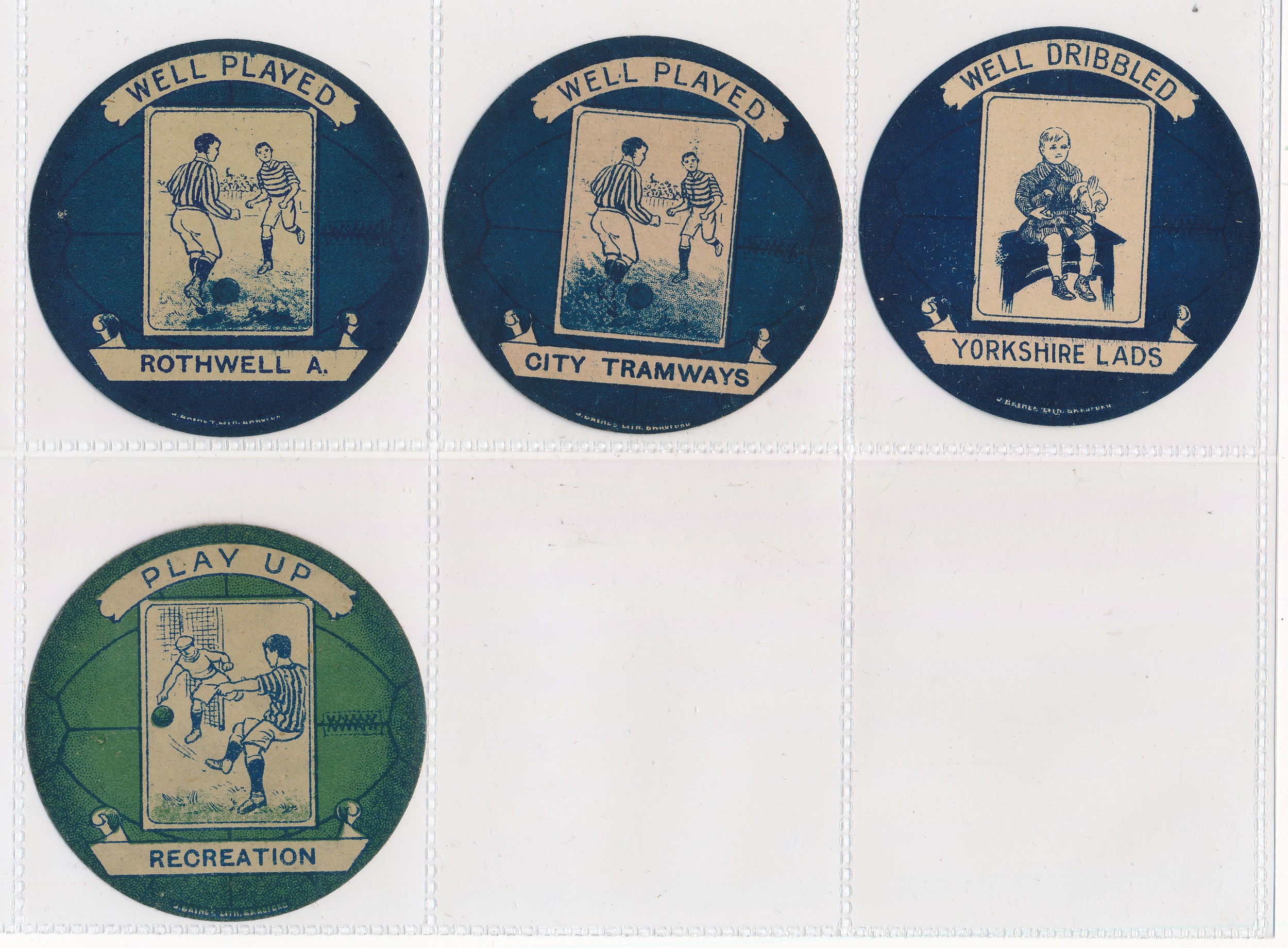 Baines trade cards, circular football shaped (10) with Eccles United, Dalton Casuals, Carnforth - Image 3 of 4