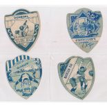 Baines trade cards, Shield shaped Rugby cards (8), with Askam, Raith, Buccaneer, Hington, Doneal,