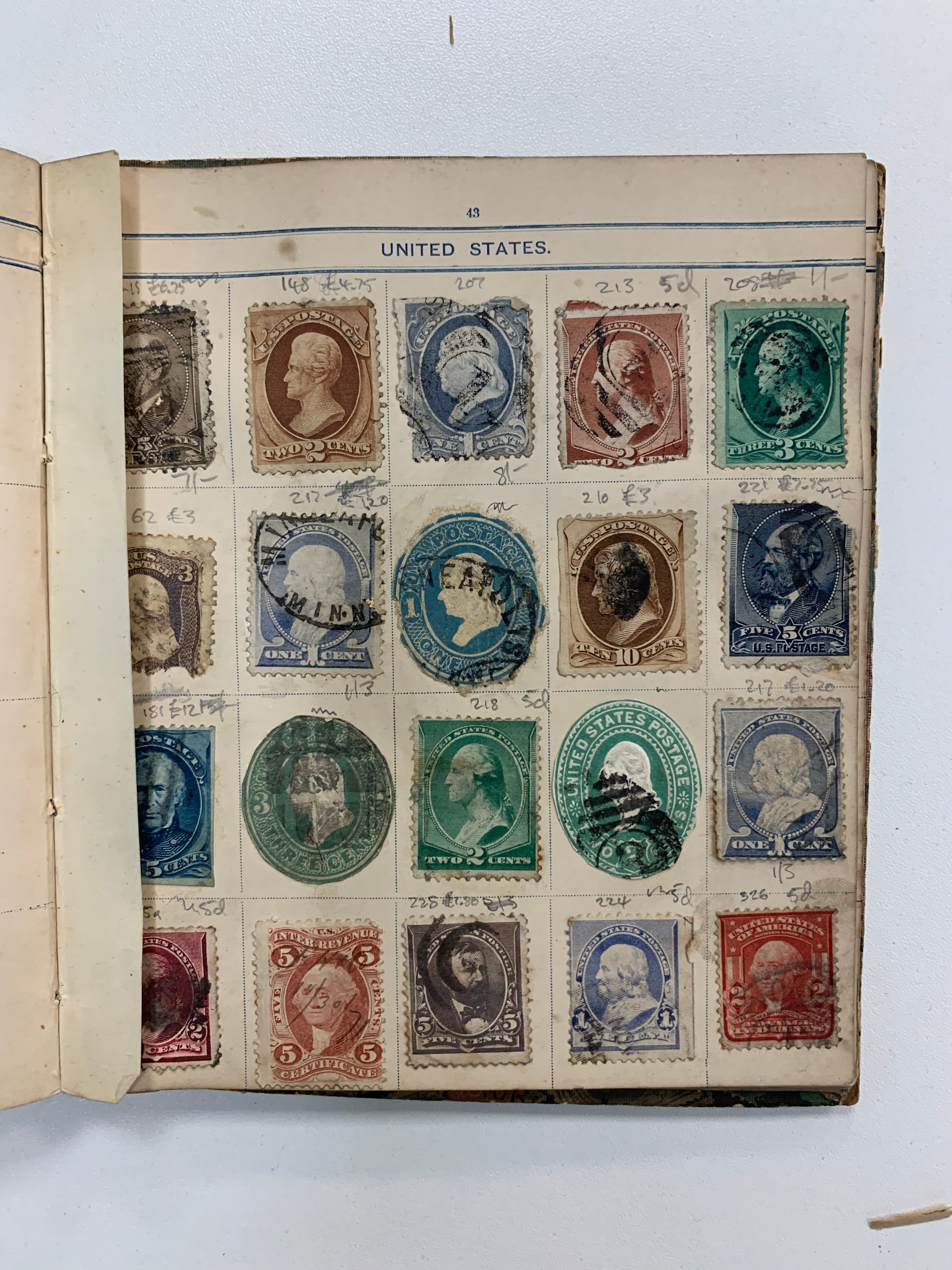 Small world stamp collection in three old albums to include; Germany, France, USA, French Cols, - Image 8 of 18