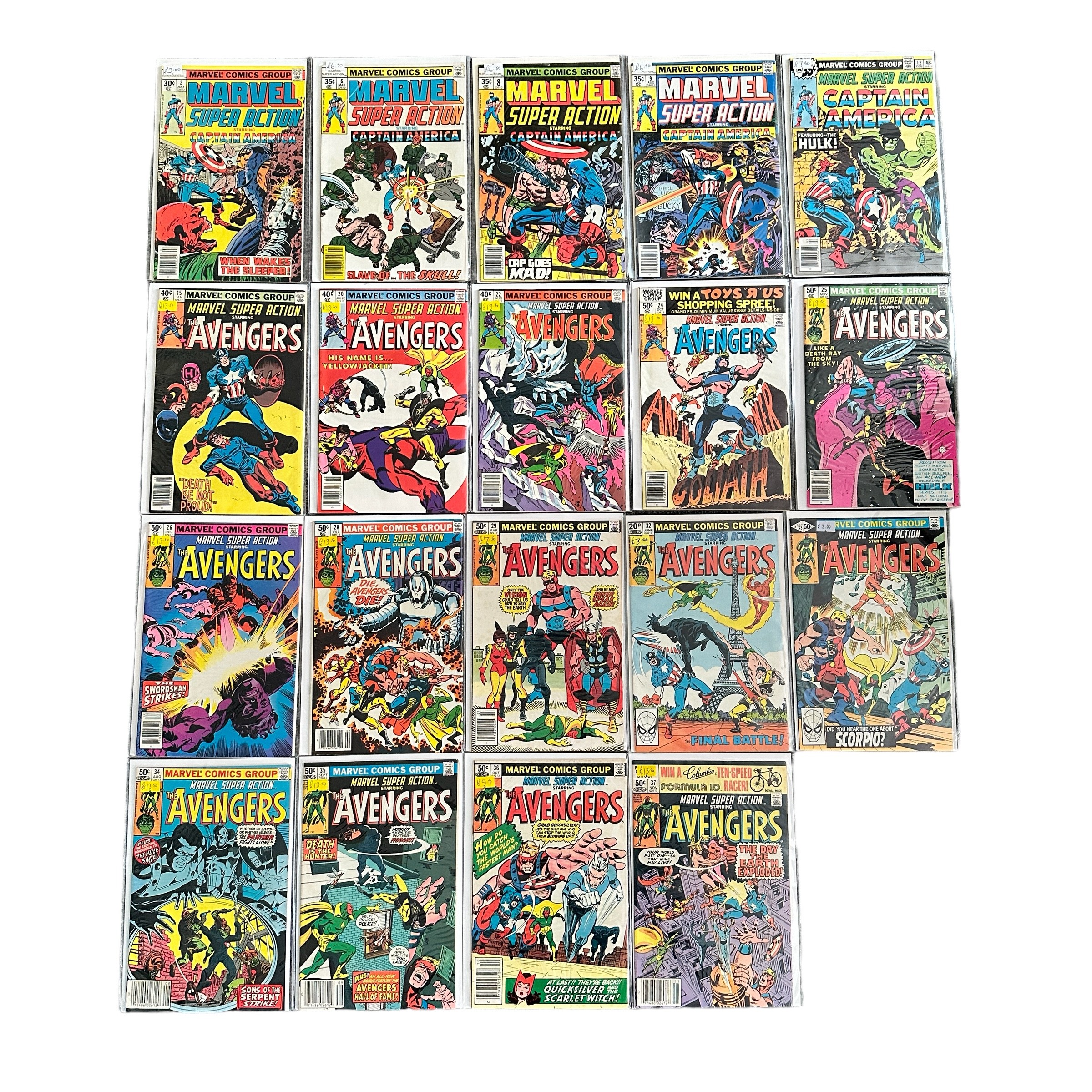 The Marvel Saga 1980s Nos 1, 4-11, 13, 15, 16, 23: All 13 comics are bagged & boarded, NM.