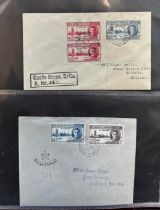 British Commonwealth, 1946 Victory omnibus (86), in Royal Mail FDC album, mostly plain covers, but