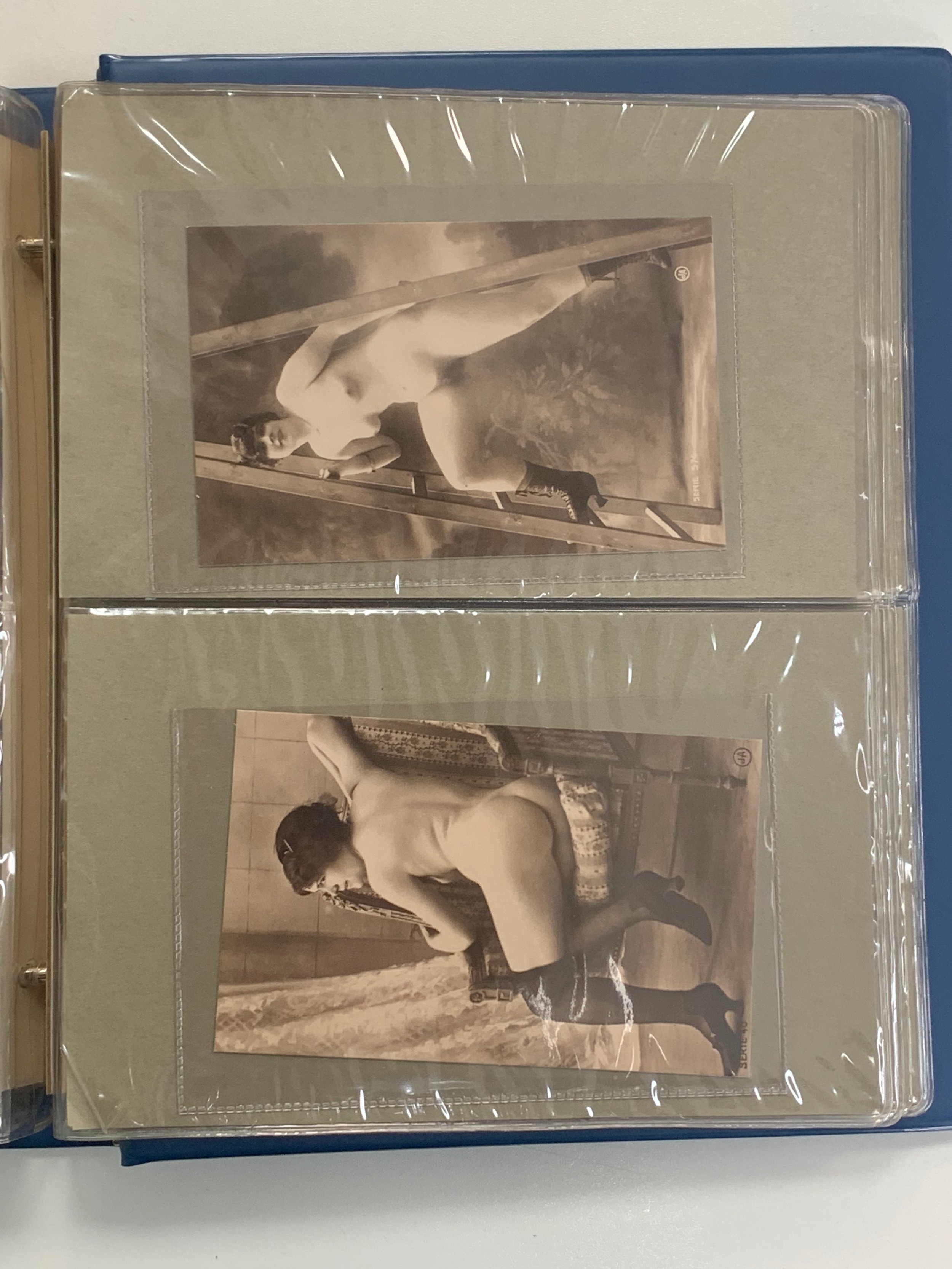 Vintage glamour, range of vintage glamour / erotic postcards in binder. Total cards 36. - Image 8 of 18