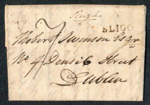 Ireland, 1807 (July) EL to Dublin at the single 7d rate, with fine medium SLIGO townstamp on face.