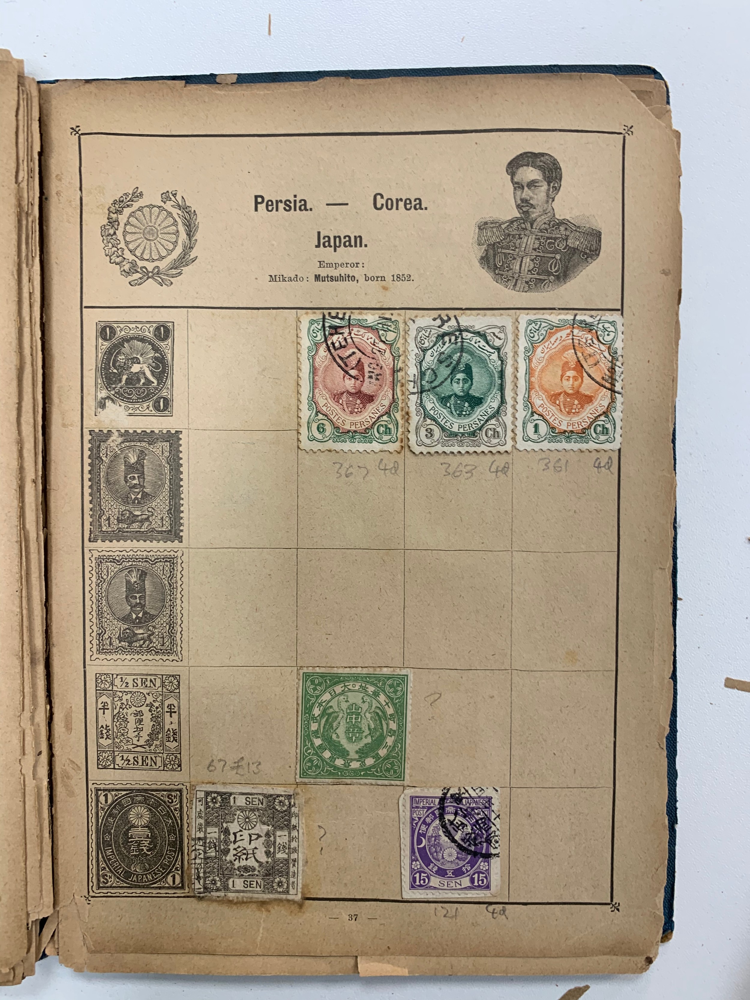 Small world stamp collection in three old albums to include; Germany, France, USA, French Cols, - Image 15 of 18