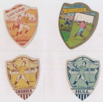 Baines trade cards, Shield shaped Rugby cards (8), with Dewsbury, Wortley, Wales, Stradball,