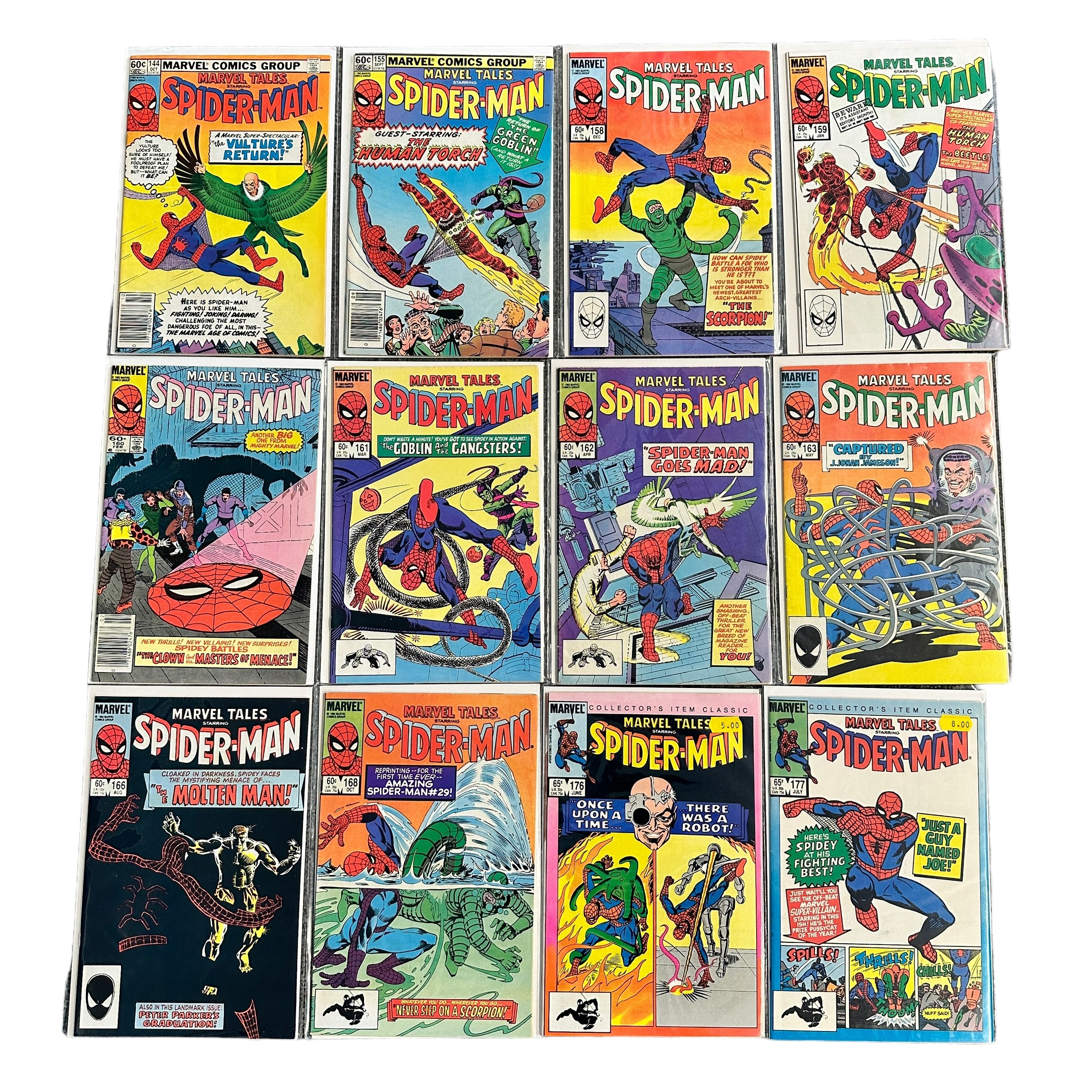 Marvel Tales Spider-Man 1980s Nos 144, 155, 158-163, 166, 168, 176, 177, 183, 187, 189, 191, 194-