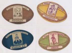 Baines trade cards, Rugby ball shaped (8), with Neath, Barrow, Edinburgh, Ilkley, Keighley,