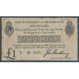 Bradbury Treasury Note Second Issue £1 1914 (23 Oct) C1/37 No.86335, fair.