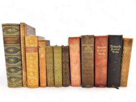 A collection of 12 poetry books and play books. . Includes works by Tennyson, Browning, Sir