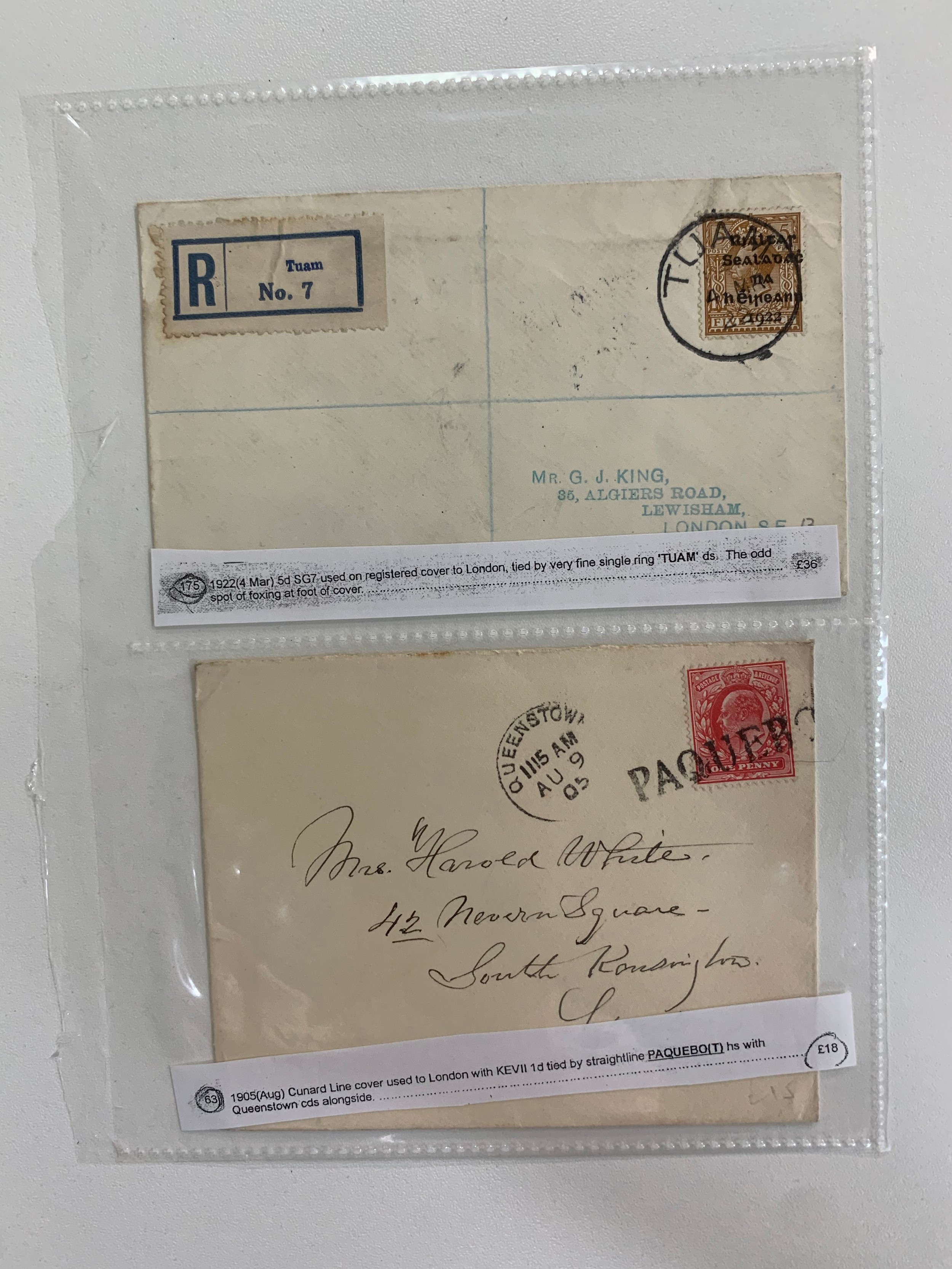 Ireland, interesting Four Kings to QEII cover collection in binder, including Airmail, Paquebot - Image 29 of 36