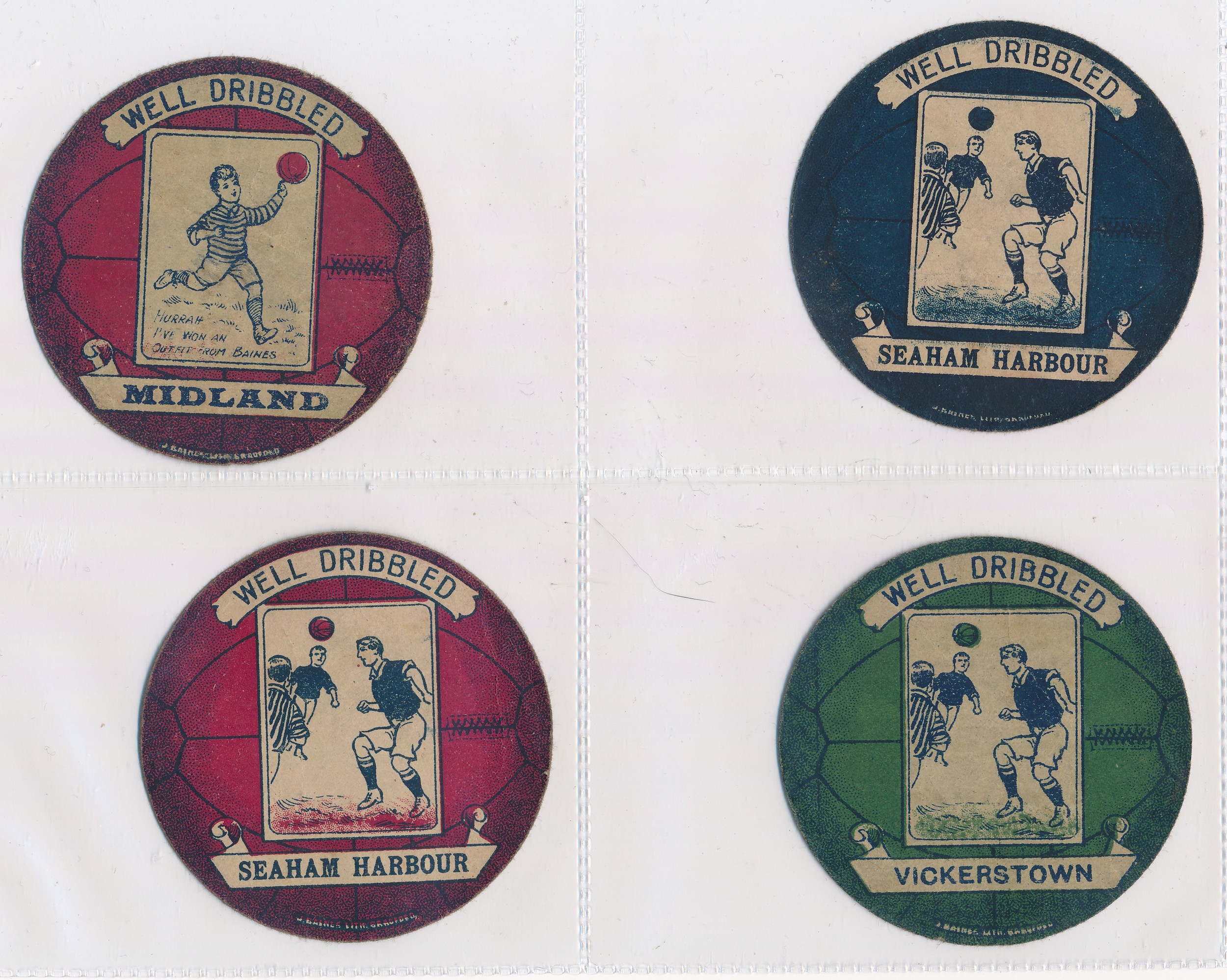 Baines trade cards, Football shaped (8), with Cedar Athletic Reserves, Glasshoughton, Great Horton - Image 3 of 4