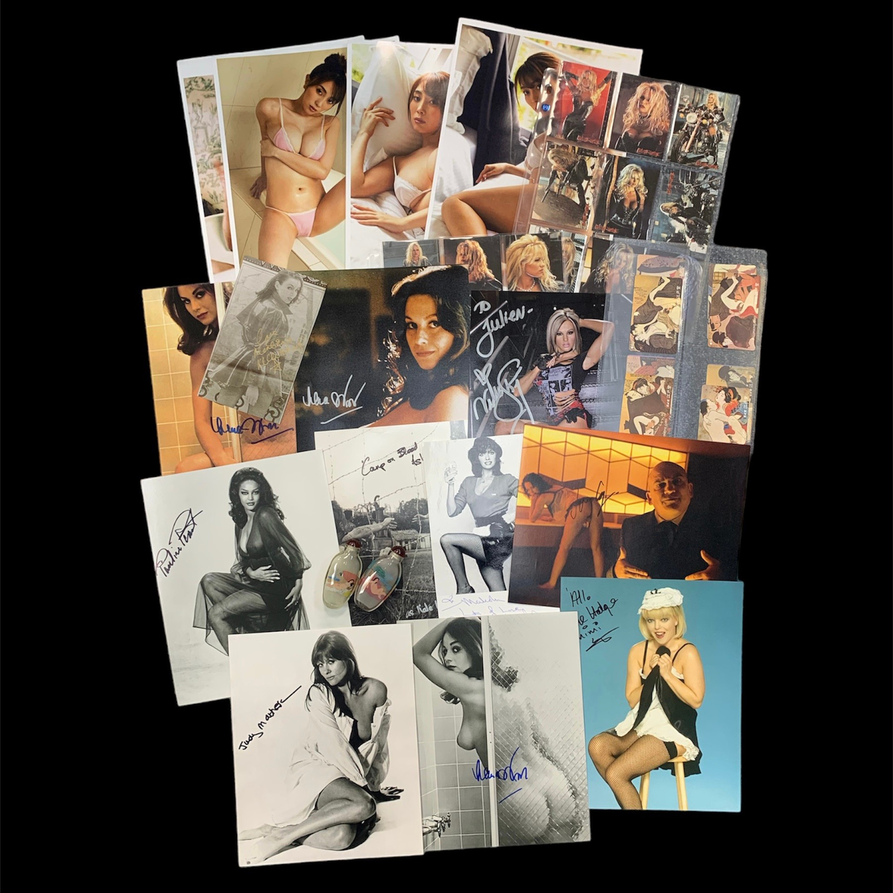 Erotica range to include; Barb Wire trade cards, Telephone cards, various signed photographic