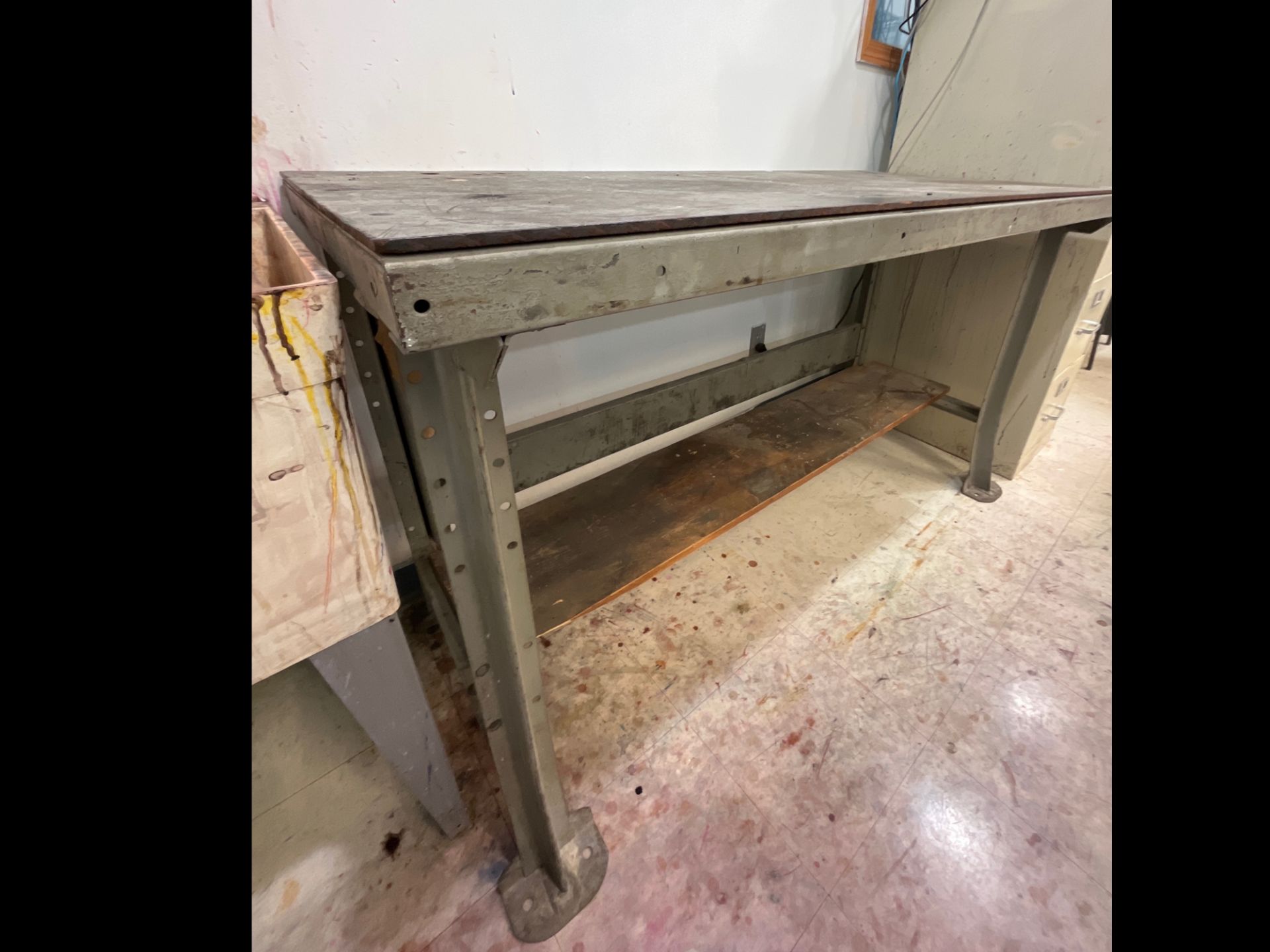 Steel Work Table w/ Masonite Top - Image 2 of 3