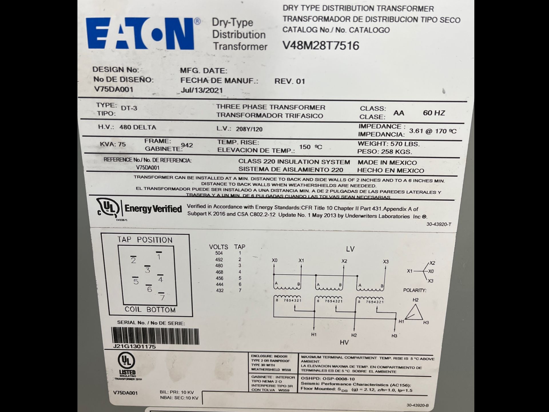 Eaton Transformer - Image 2 of 4