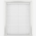 X 10 - 35mm Faux Wood Venetian Blinds - Size: 990mm x 720mm - Colour: True White Fine Grain (White)