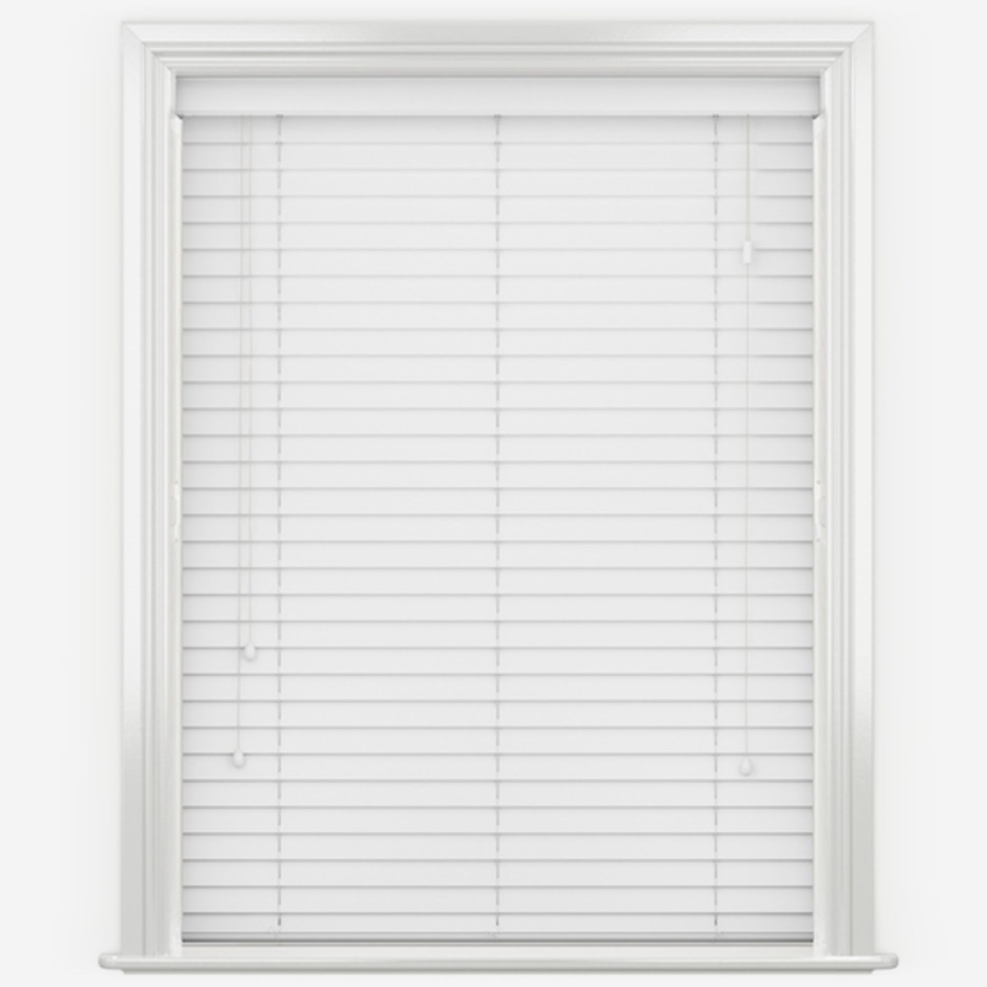 X 7 - 35mm Faux Wood Venetian Blinds - Size: 1290mm x 1150mm - Colour: True White Fine Grain (White)