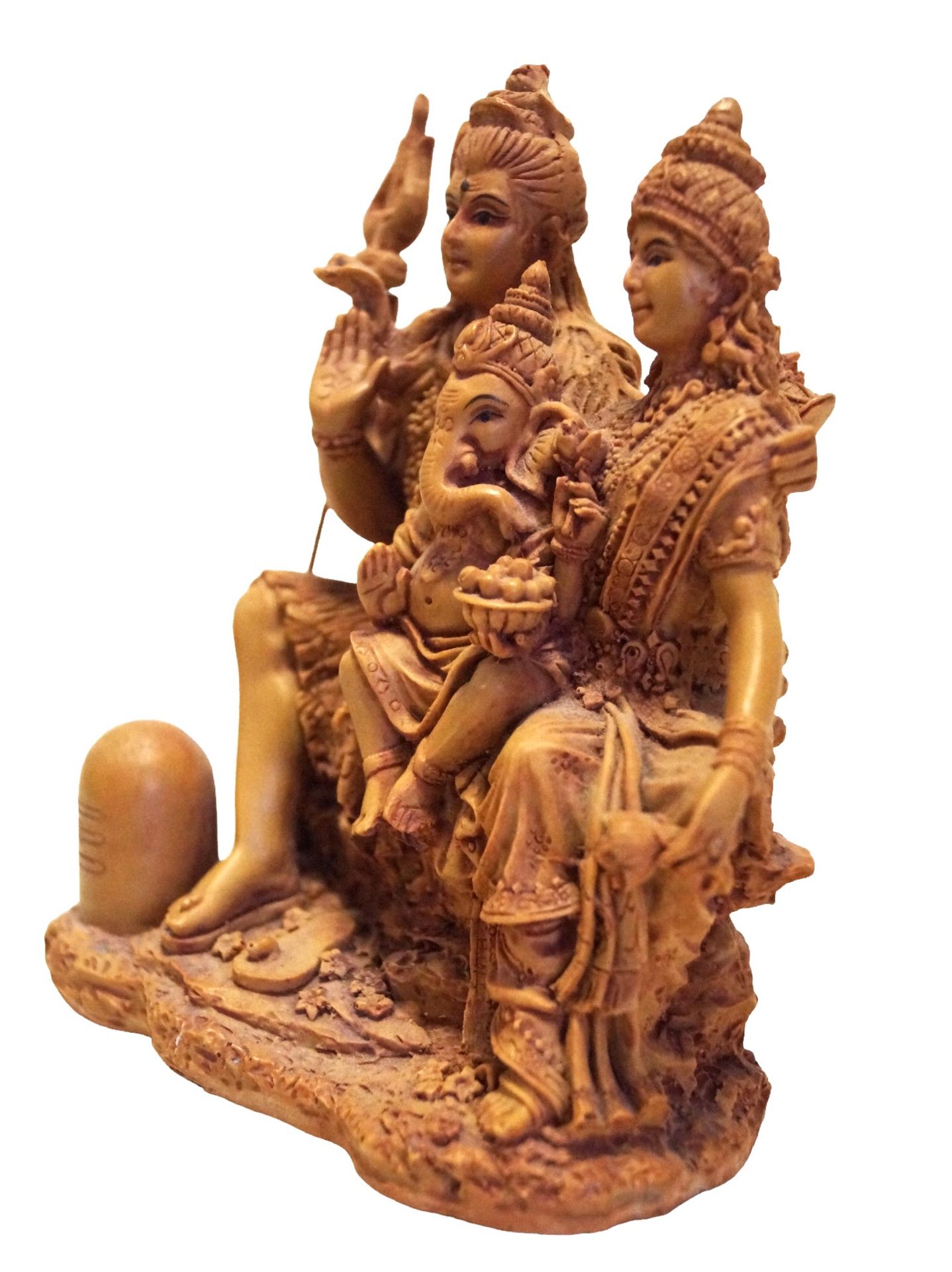 Hinduistische Figur mit Darstellung von Shiva, Parvati und Ganesha; neuzeitliche Ausformung aus Res - Bild 2 aus 3