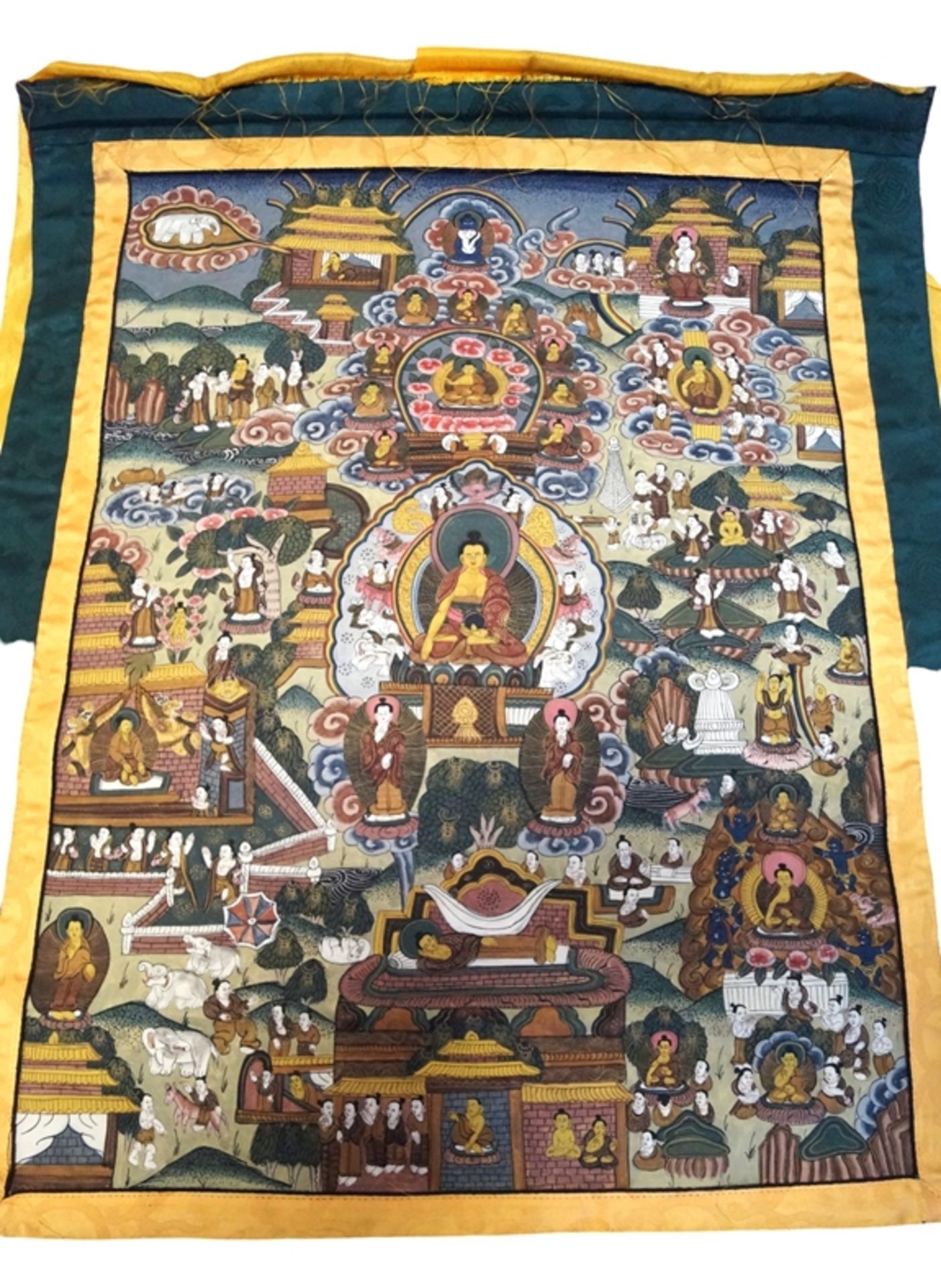 Großes, wohl unbenutzter Stoff-Thangka aus dem tibetanischem Raum; meditations Mandala; verschieden - Bild 2 aus 3