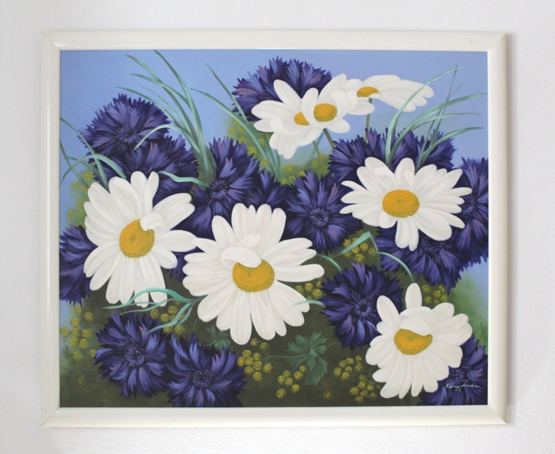 "Ölgemälde Motiv Blumen, Künstler: Franke; Maß mit Rahmen ca.: HxB 110x130cm; Maß Bildausschnitt ca