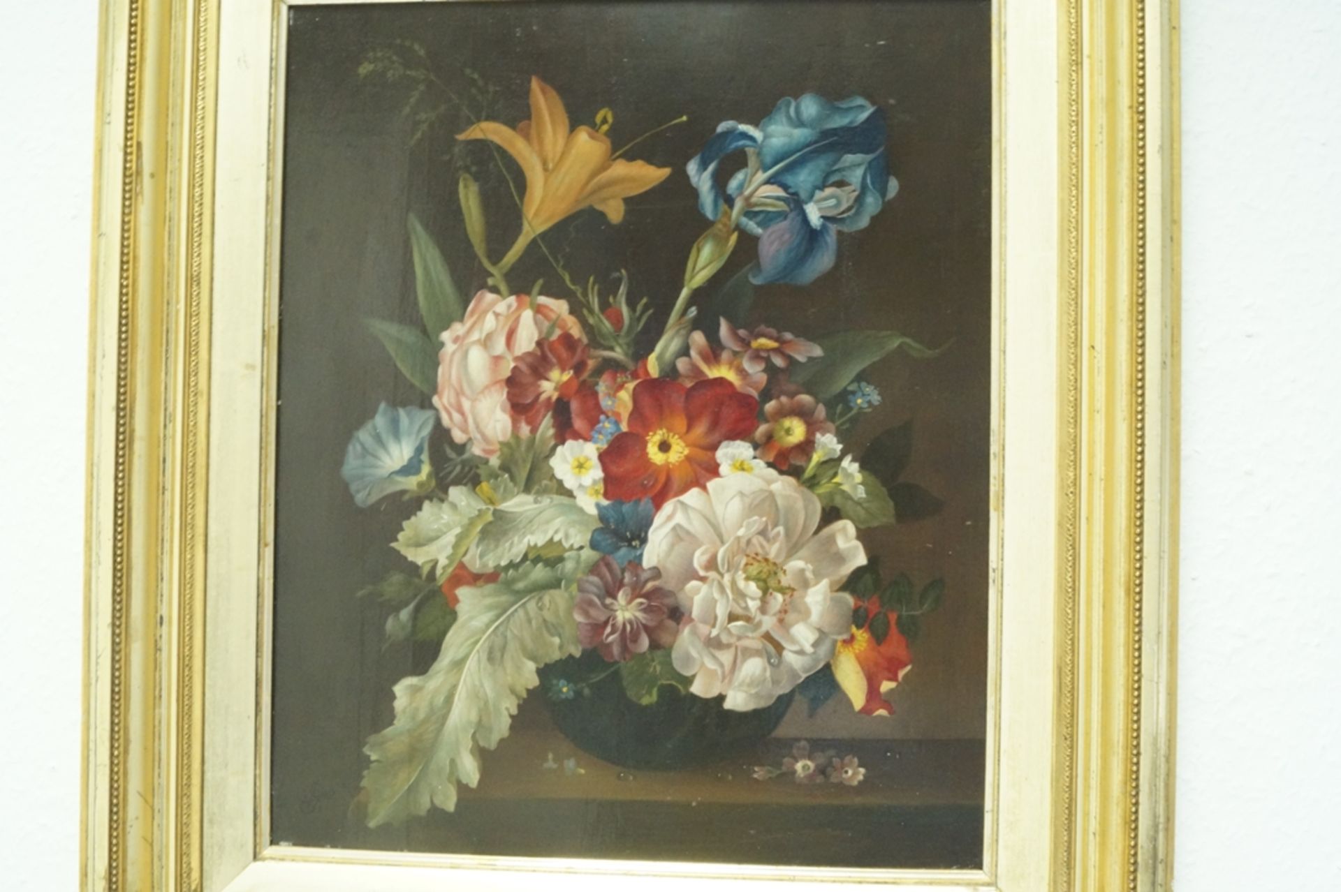 Blumenstillleben, Umfeld von Johan Laurentz Jensen (1800-1856) zugeschrieben; Öl auf Holzplatte; u. - Bild 2 aus 7