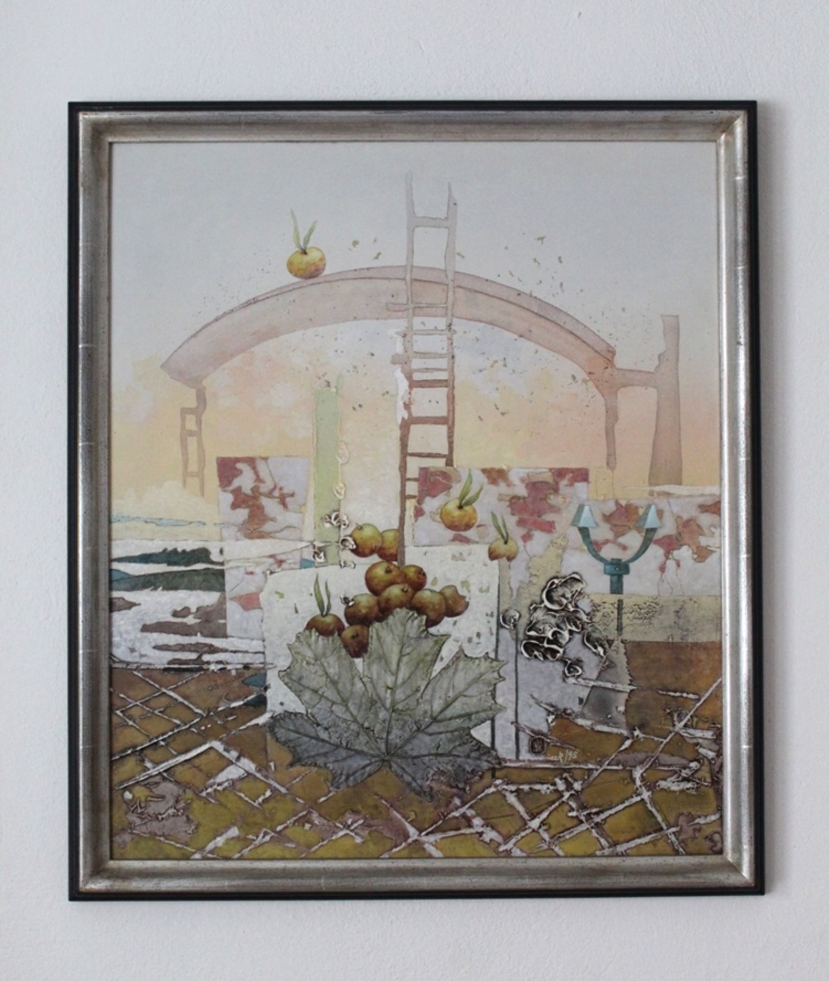 Ölgemälde, Künstler: Carl Heinz Lieck, 2/2-95 "Frisch gepflückt",  Öl auf Holz, Handsigniert, Rahme