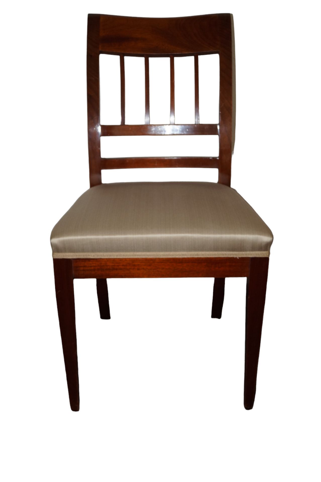 6 Mahagoni Stühle, neuzeitlich bezogen; Biedermeier, um 1830; guter, wohnfertiger  Zustand; Maße je - Bild 2 aus 4