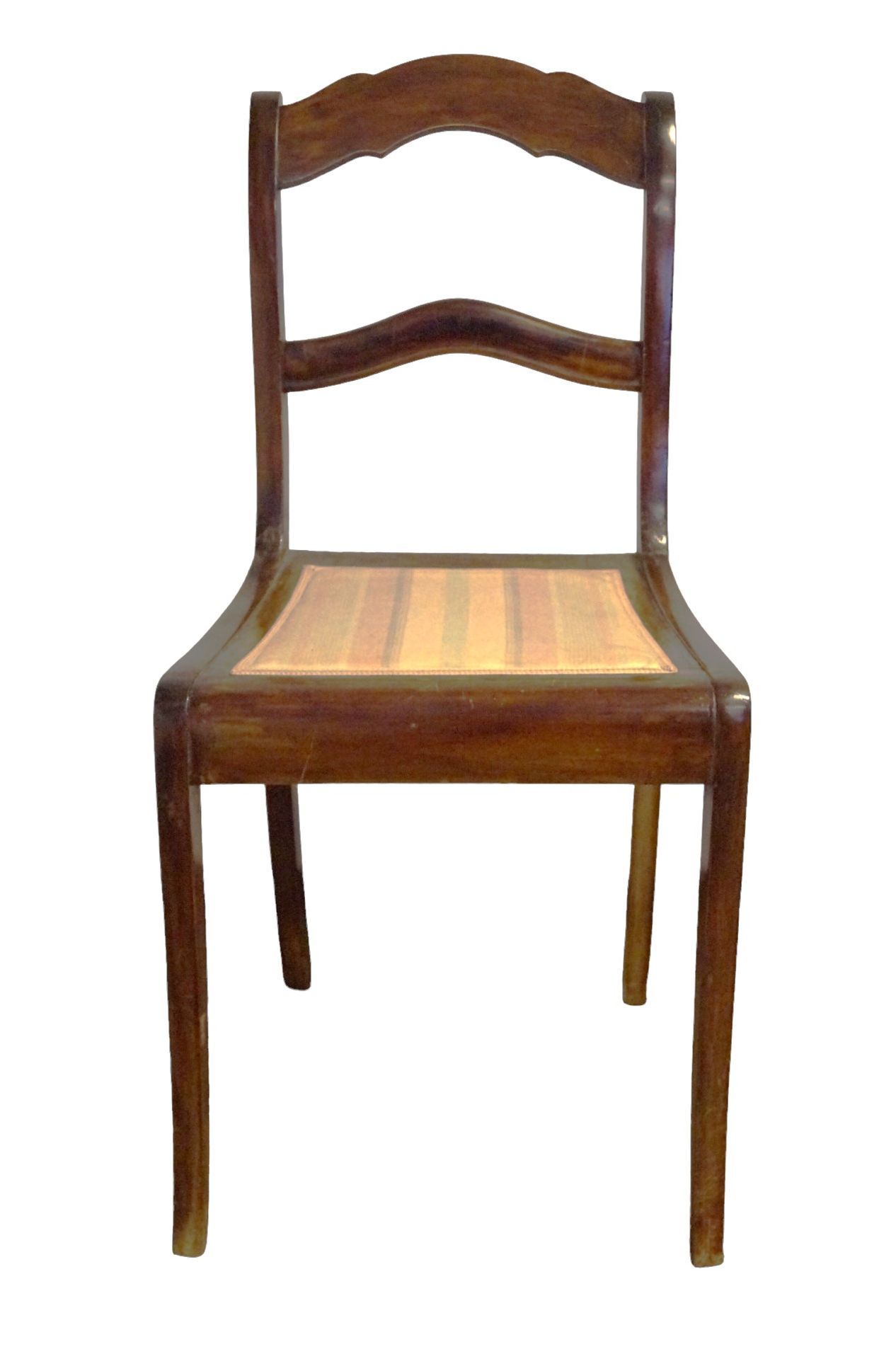 6 Stühle im Biedermeierstil; wohl um 1890; Nussbaum, teilmassiv; Sitzflächen gepolstert und überwie - Bild 3 aus 4