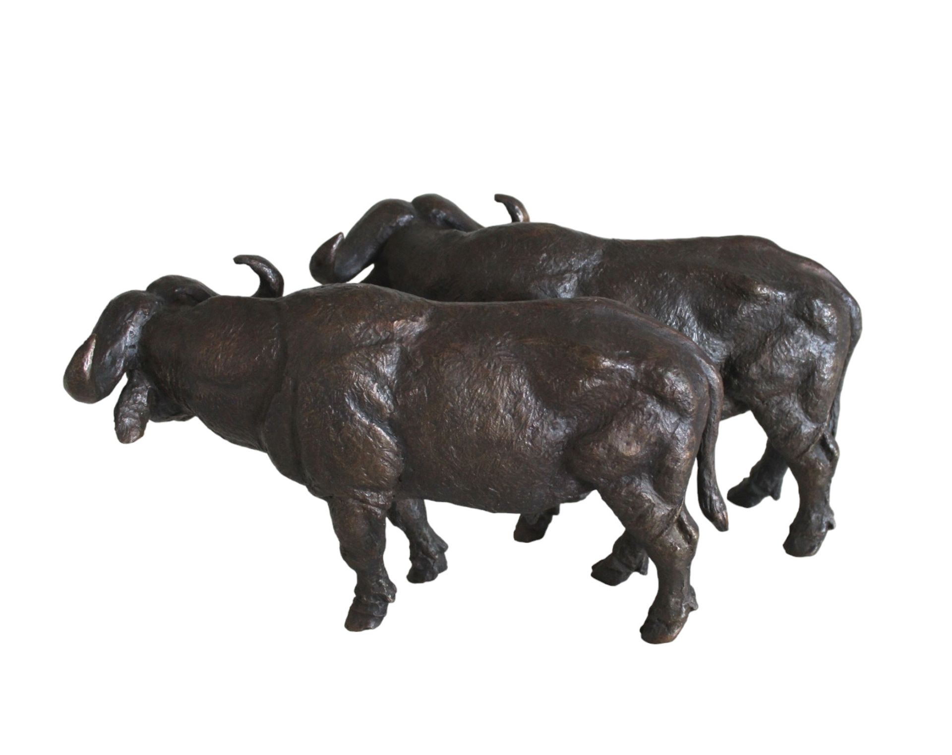 Bronzefigur, zwei friedliche Kaffernbüffel darstellend; F.J. Lipensky, 20. Jhd.;  guter Zustand mit - Image 3 of 4