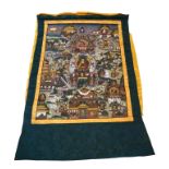 Großes, wohl unbenutzter Stoff-Thangka aus dem tibetanischem Raum; meditations Mandala; verschieden