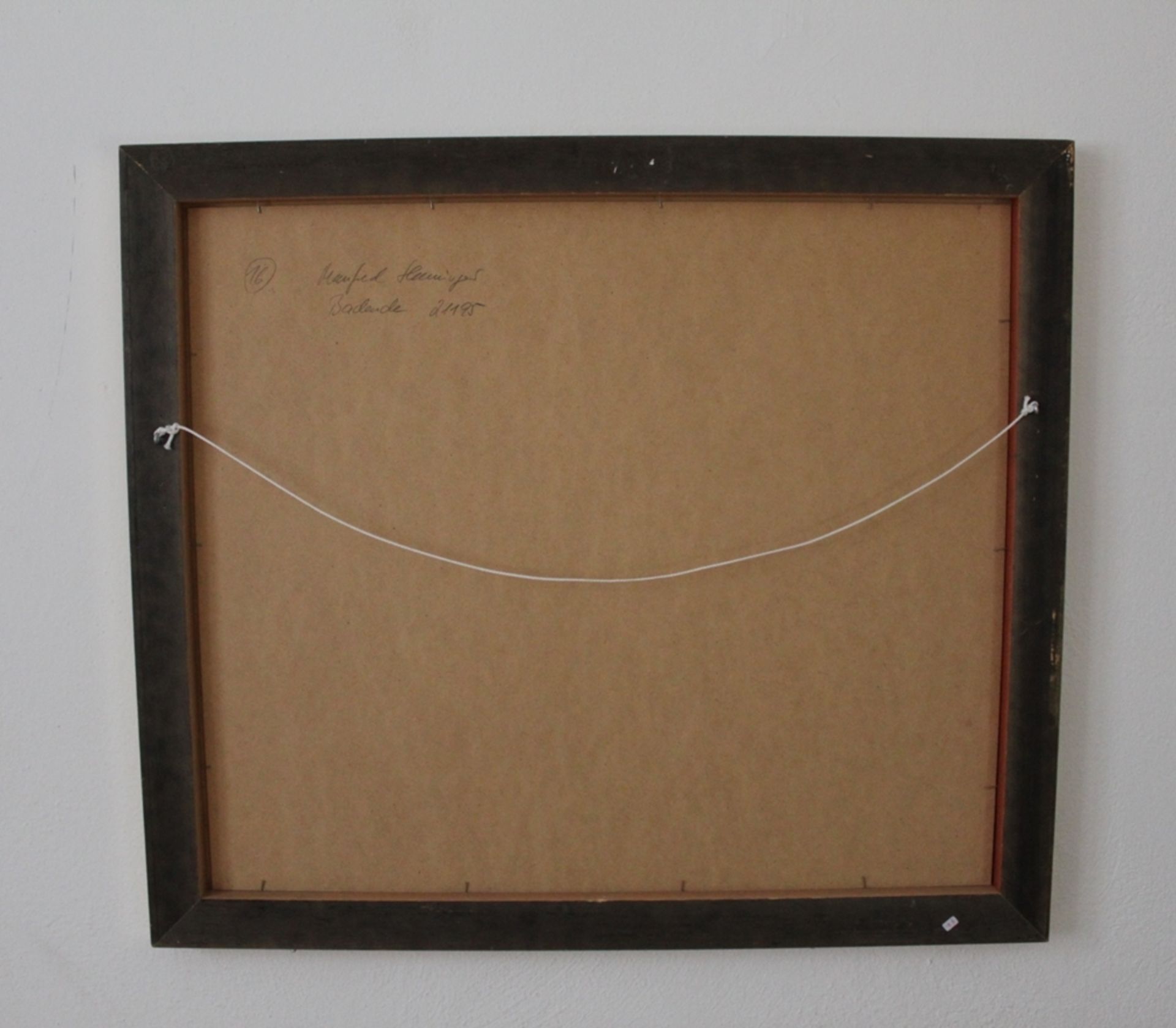 Aquarell "Badende 1", Künstler: Manfred Henninger, 1894-1986,  Maß mit Rahmen ca.: HxB 71x80cm; Maß - Bild 2 aus 5