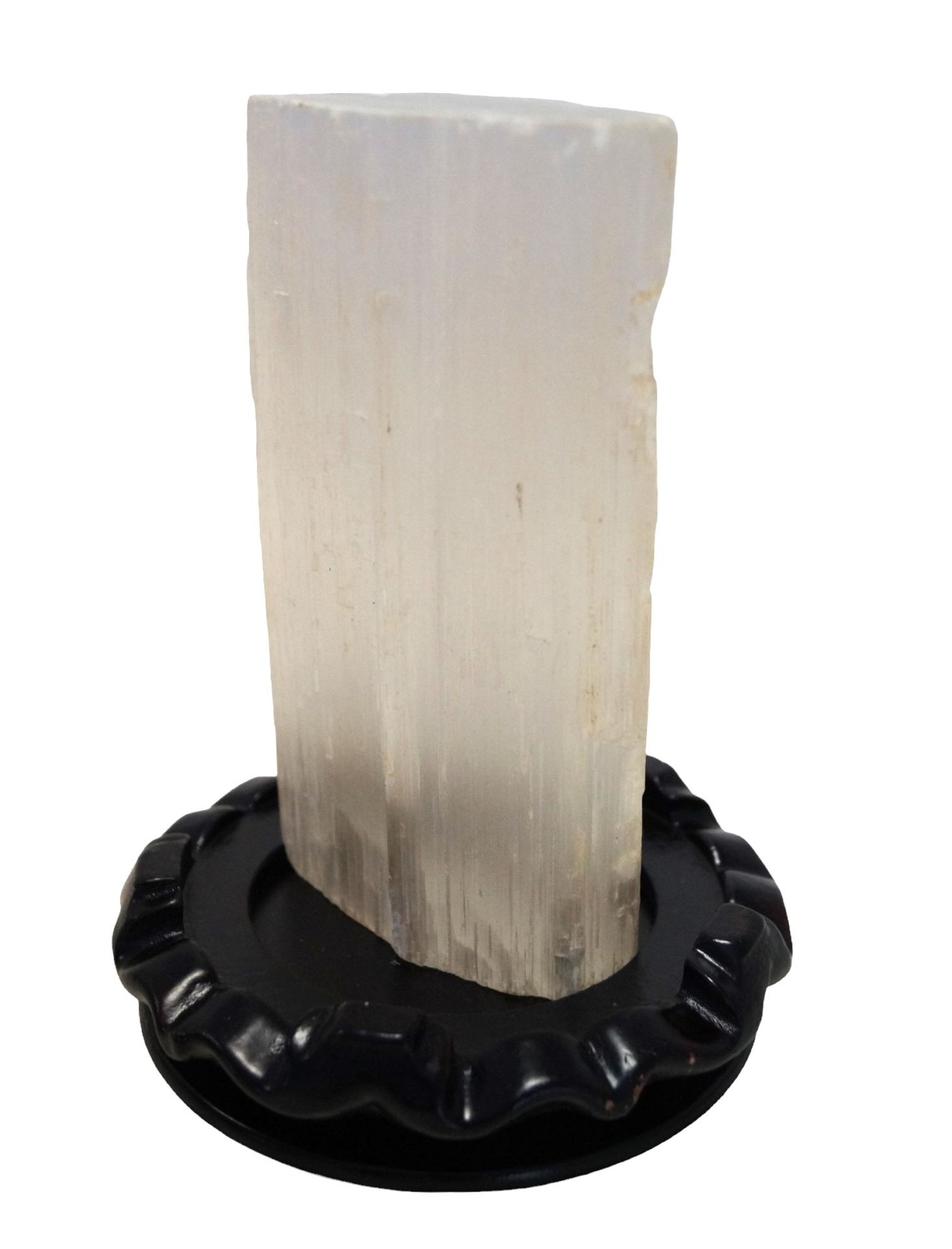 Natürliche Selenit oder auch "Marienglas" Kristallsäule; auf Holzfuß; guter, dekorativer Zustand; M - Image 2 of 2